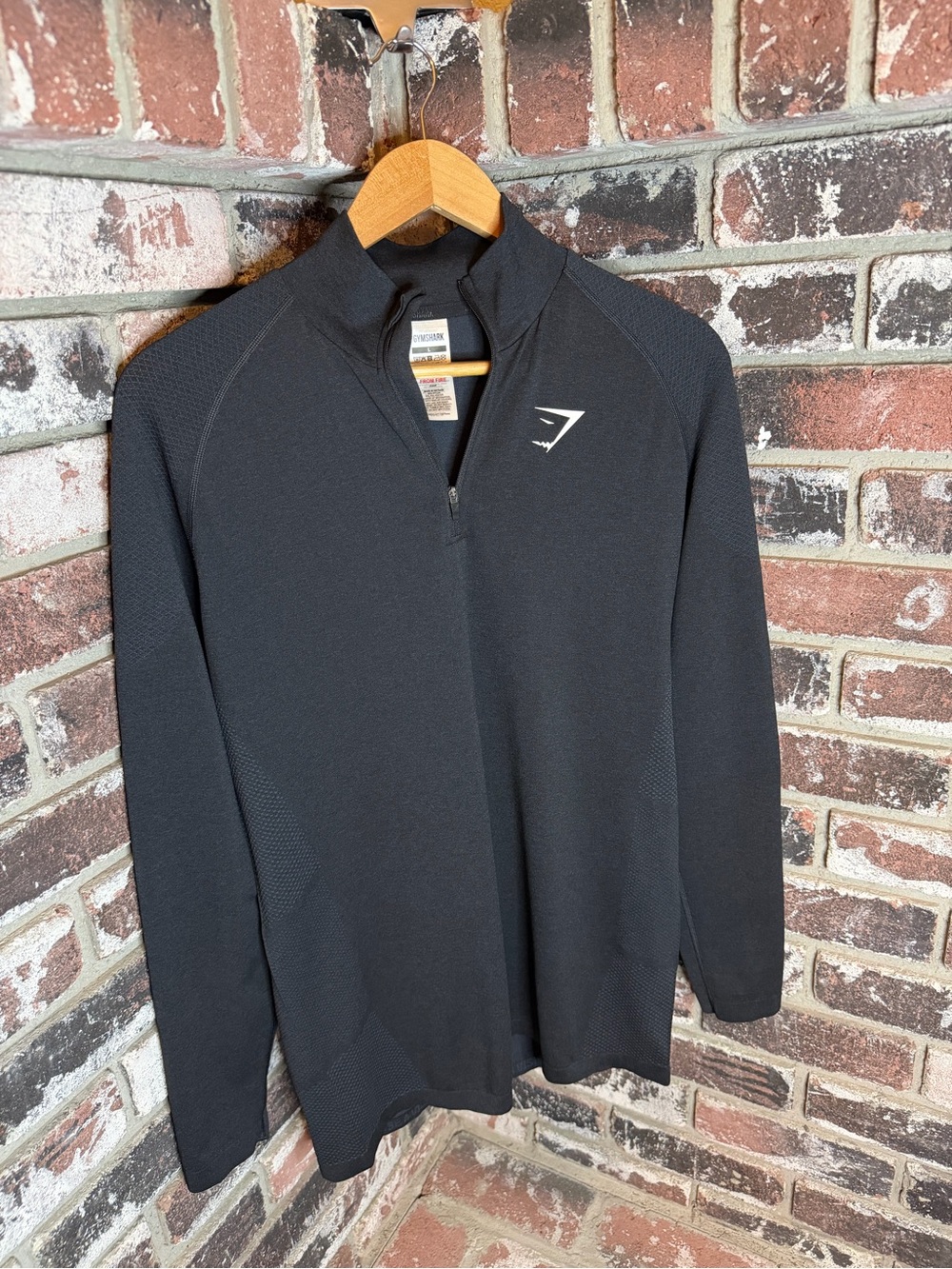 Gymshark Men’s Black Half-Zip Compression Performance Long Sleeve Top